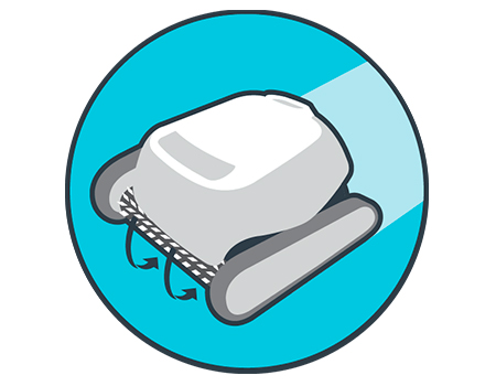 The Dolphin Carrera 30 comes with an active brush at the front and an active brush at the back. In addition, the rear brush incorporates two PVA rings that ensure greater adherence and a more demanding cleaning of the pool.