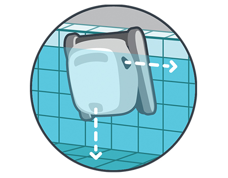 Power Stream mobility system. This technology improves the manoeuvrability of the equipment in the water. With this system the Carrera 30 will not lose lateral suction power even if the filters are very full.