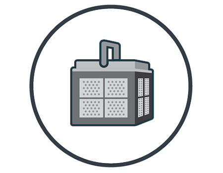 Basket composed of spring filter panels (60μ) and ultrafine filter panels (15μ). There are 4 panels of each type that the user can alternate according to his needs. The top access system facilitates handling.