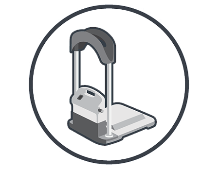 Il pulitore è dotato di un supporto per una facile conservazione, con una base per lasciare il robot, un supporto per l'alimentatore e un gancio per avvolgere il cavo.