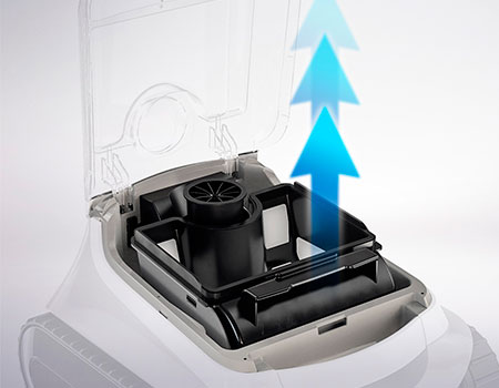 Filter with 4 litre capacity and top access for easy handling.