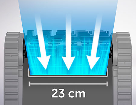 The Zodiac 30 XA iQ has a 23 cm suction nozzle, thus achieving a higher suction capacity.