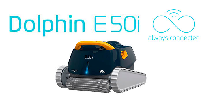 The Dolphin E50i pool cleaner provides reliable, convenient and cost-effective pool cleaning. Its reliable filtration method in all pool conditions and active brushing on all surfaces optimises pool hygiene.